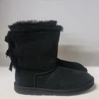 UGG Bailey Bow II Boot Black Big Kid Size 6M (will fit womens 7)