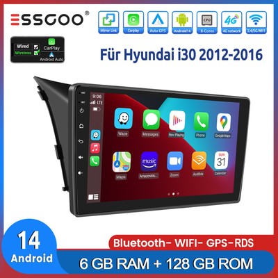 Für Hyundai i30 GD 2012-2016 128G Android 14 Autoradio Carplay GPS Navi RDS WIFI