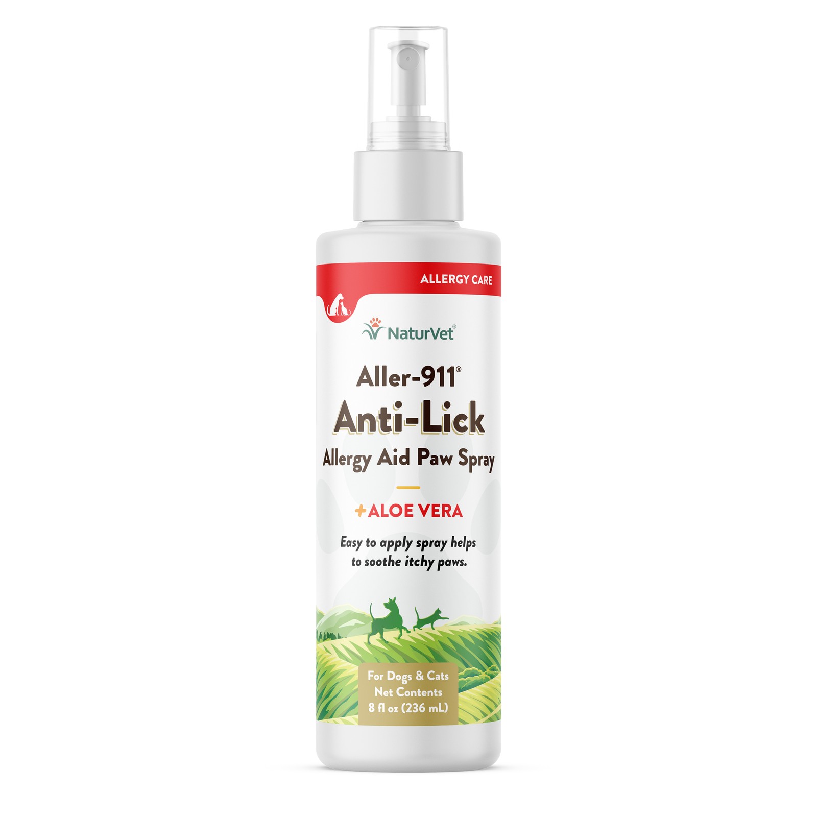 NaturVet ALLER-911 Allergy Aid Skin Coat Anti-Lick Dog and Cat Paw Spray 8 oz