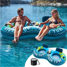 2-Person Inflatable River Tube - Heavy Duty River Run Tubes Pool Lake Floats ...