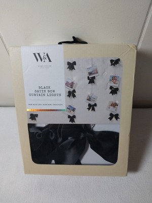 Black Satin Bows Curtain Lights 27 Led Photo Clips W & A Home Decor 3.5ftx2.5ft