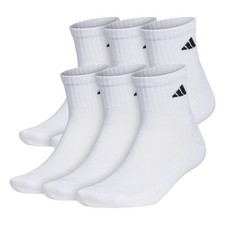 adidas Men's Socks, Athletic Cushioned Quarter 6-Pack, Ankle Fit with Arch