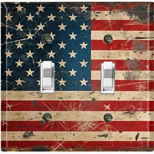 Metal Light Switch Outlet Cover Wall Plate Rustic American Flag Decor CUL110
