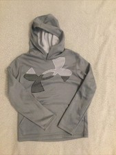 Under Armour Coldgear Hoodie Sweatshirt Youth Large Grey White Black