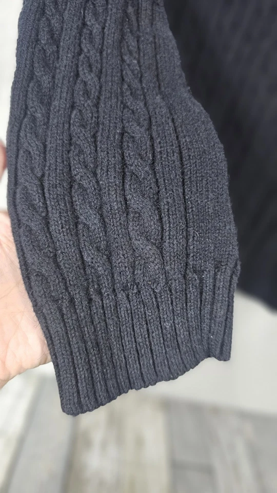 Suéter De Colección Polo Ralph Lauren Algodón Alpaca Grueso Tejido Cuello Alto Pequeño Negro Foto 3 de 4