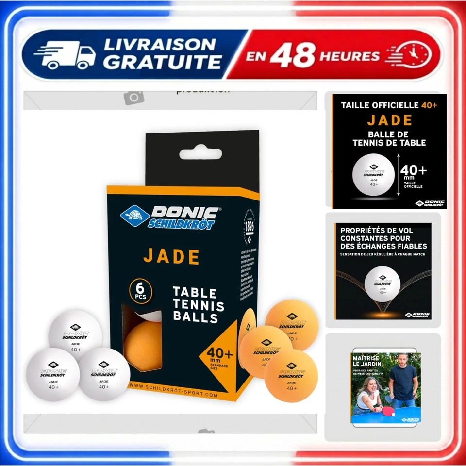Balles ping-pong Donic-Schildkröt Jade 6 pièces 40 mm entraînement - Photo 1/4