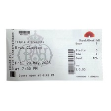 Eric Clapton Royal Albert Hall London Ticket Stub May 23, 2025 Concert