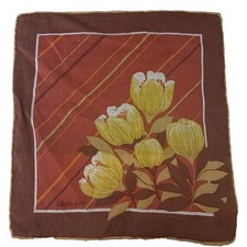 Swiss Floral Handkerchief MCM Pocket Square 10.5  Retro 60- 70s Stoffels