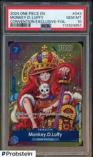 2024 One Piece En Convention Exclusive Foil #043 Monkey D. Rufy PSA 10 GEM MINT