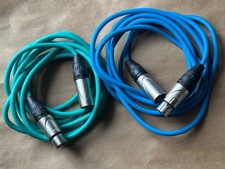 2 Pack of XLR Patch Cables 10 Feet Extension Cords Jumper 3 Pin Green Blue