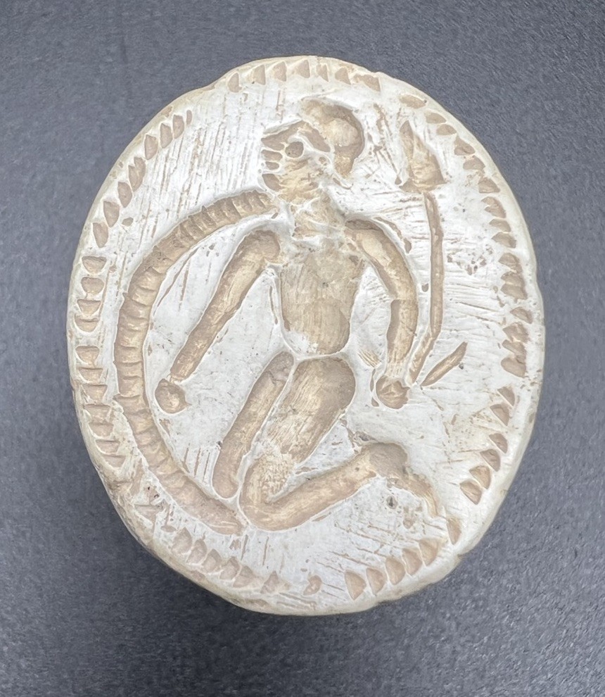 Sello romano griego, sello de piedra tallada con intaglio de guerrero romano,...