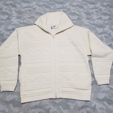 VTG London Fog Cardigan Men's Medium Beige Full Zip Made U.S.A Mock Neck
