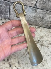 Antique Vintage Solid Brass Shoehorn Hinged Loop Victorian Edwardian 7  EUC