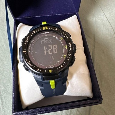 CASIO PRO TREK PRW-3000-2JF Blue Solar Atomic Triple Sensor Watch Tough Genuine