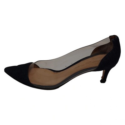 Gianvito Rossi Dark Navy Clear Cotton Vinyl Women's Pumps