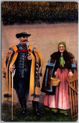 Hungary Folk Costumes C.1910s Color Unposted Vintage Postcard