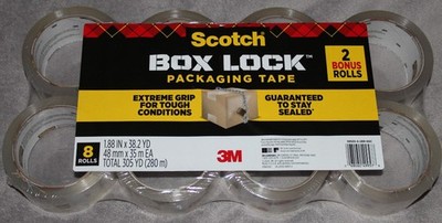8 6+2 Rolls Scotch Box Lock Clear Packing Tape Heavy Duty Strong Secure Sealing