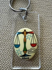 Vintage Keychain Zodiac Astrology Libra