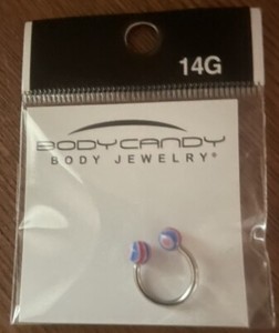 14 G Red White &Blue Body Candy Septum / Navel / Nipple Ring New