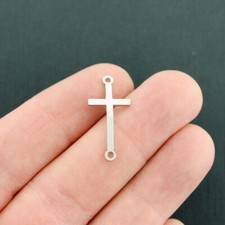 2 Cross Connector Charms Stainless Steel Curved - MT689