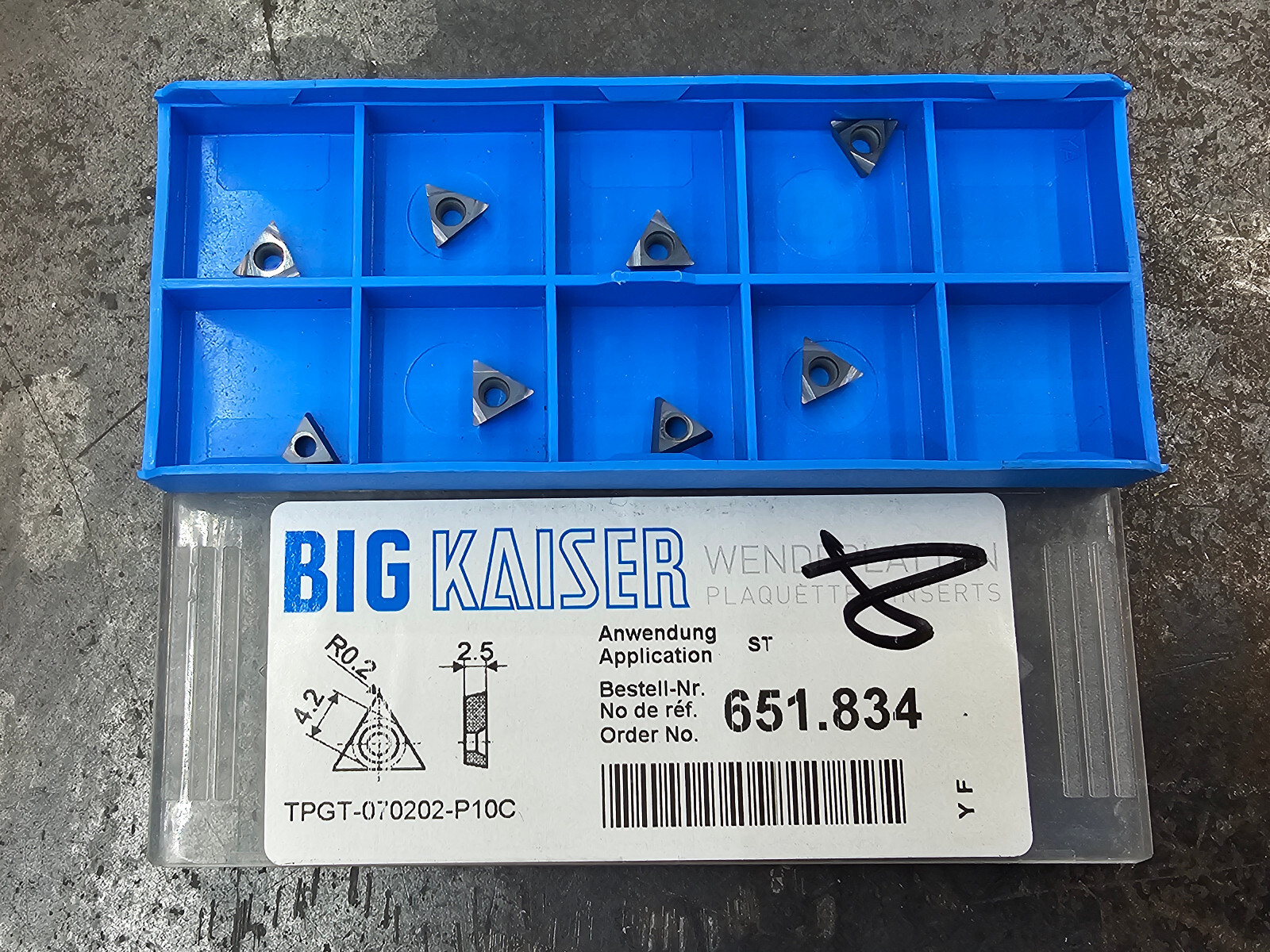 Qty 8 BIG Kaiser Daishowa TPGT 070202 651.834 P10C Grade Carbide Inserts