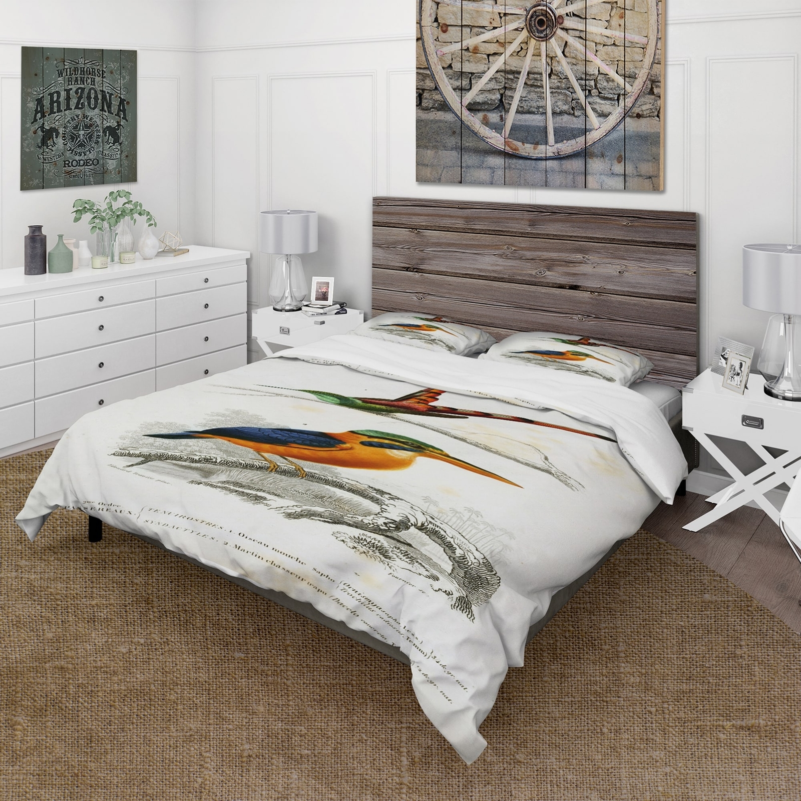 Designart 'Vintage Bird I' Traditional Duvet Cover Set