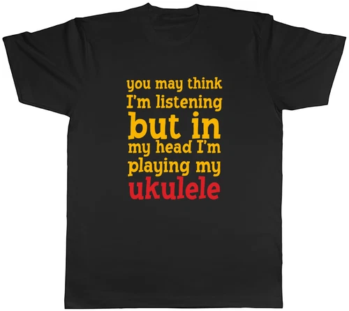 Ukulele Joke Funny Mens T-Shirt String Instrument Uke Guitar Tee Gift