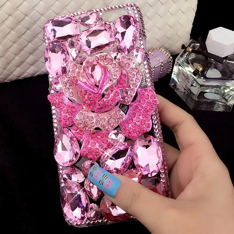 Роскошный блестящий розовый чехол ручной работы с драгоценными камнями и бриллиантами для телефонов Google  - Изображение 4 из 4