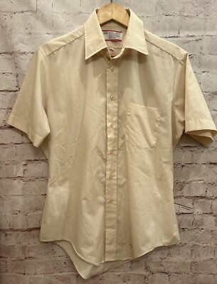 Vintage Sears Shirt 15.5 Perma Prest Office Geek Nerd Beige