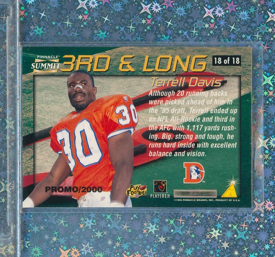 📣 1996 Pinnacle SUMMIT 3rd & Long Terrell Davis #18 HOF LOOKY 🤩 BRONCOS - Image 2 of 2