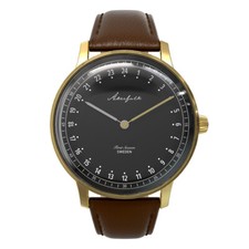 Akerfalk First Season Quarzo Swiss Acciaio Nero Pelle Marrone 24h Orologio Uomo