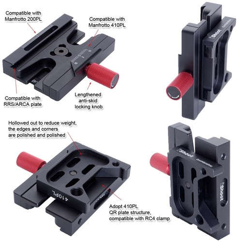 Adapter for Arca Quick Release Plate to Manfrotto RC4 410 Tripod Ball Head Clamp - Picture 3 of 14