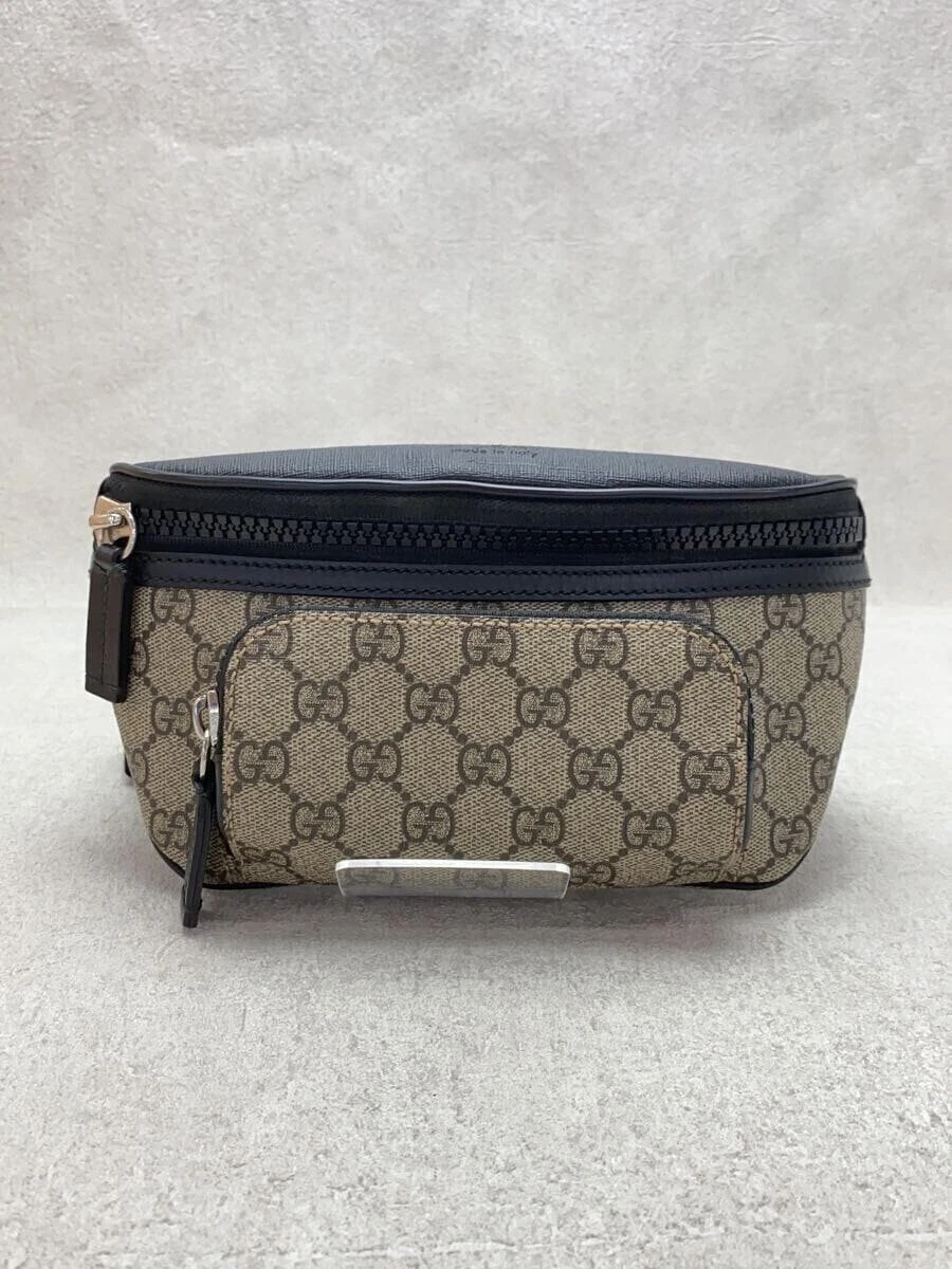 Sac ceinture corps toile GUCCI GG Supreme PVC cuir beige 450946 pochette taille
