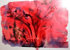 1983 Watercolor painting abstract composition signed