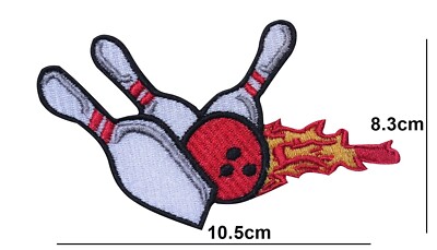 Bowling Pins And Ball Strike Embroidered Patch Iron or Sew On Badge logo