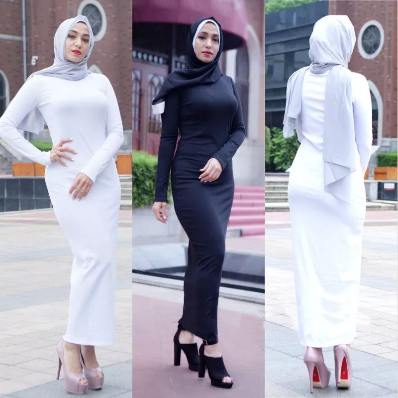 Robe longue femme bodycon décontractée musulmane ramadan sexy maxi vintage  islam