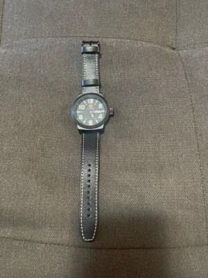 Louis Richard 15098 Men's Black Case BLACK Dial Leather Band Watch
