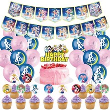Anime Luna Niña Tema Cumpleaños Fiesta Decoración Set, Globo Banner Pastel Toppers