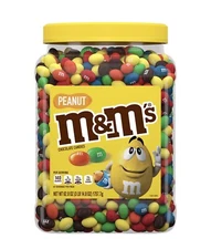 M&M'S Peanut Milk Chocolate Candy Bulk Jar, 62 oz.