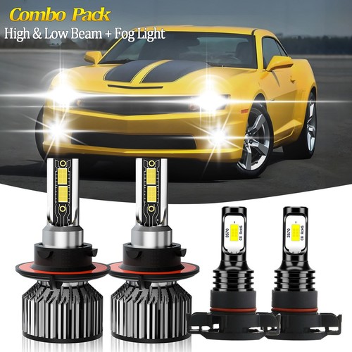 For Chevrolet Camaro 2010 2011-2013 LED Headlight Hi/Lo Beam+Fog Light Bulbs Kit