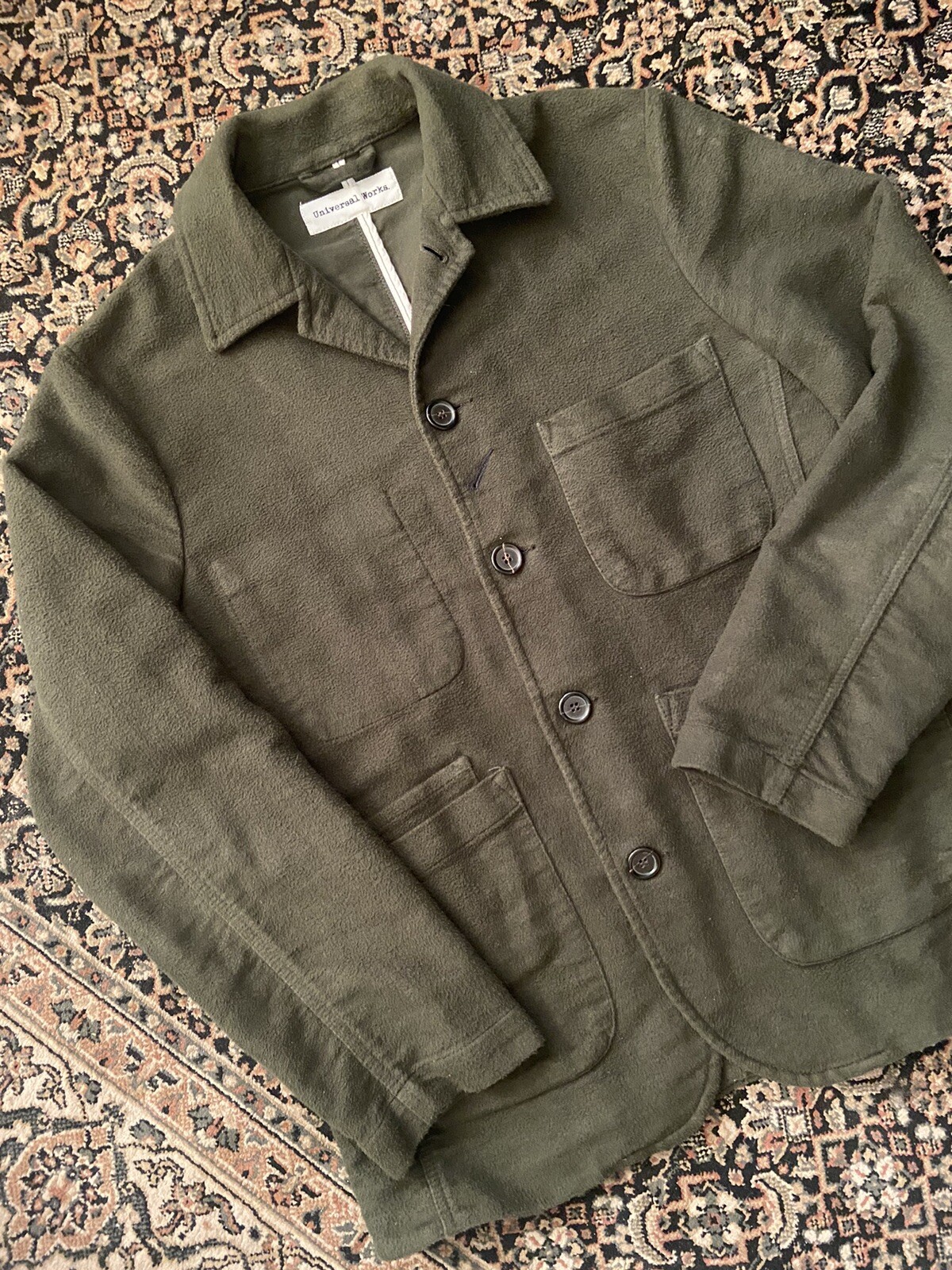 Universal Works Button Chore Jacket Coat Olive Gr… - image 3
