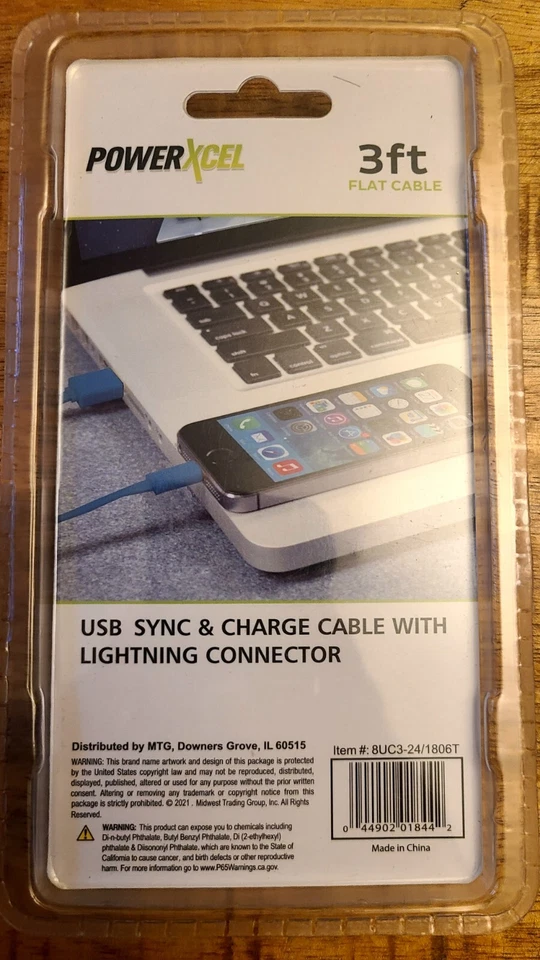 🔥PowerXcel 3ft Flat Cable USB Blue Charger For iPad iPhone iPod New🔥 - Image 3 of 3