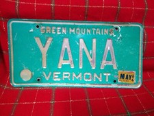 License Plate Vermont VT Vintage 1970's Or 80's Yana