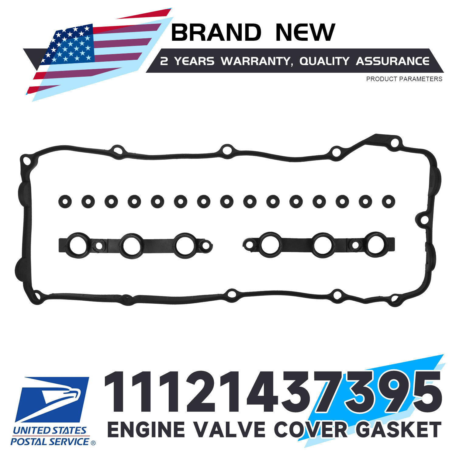 Valve Cover Gasket Set + 15 Grommet/Washers - For E39 E34 E53 E60 E83 - New