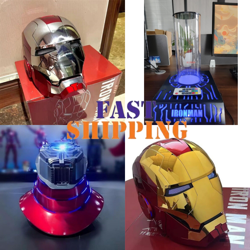 AUTOKING Iron Man MK5 1:1 Scale Wearable Helmet - Voice Control, Gold, Cosplay