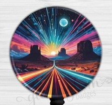 Route 66 at Night Retractable Badge Holder, Out West Badge Reel 6627