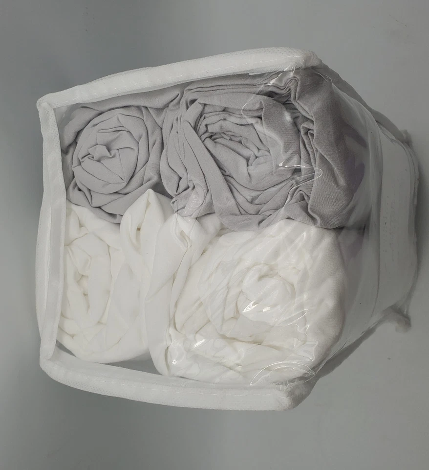 4 JCP Twin/Twin XL Microfiber Fitted Sheets Casual Comfort 2 White 2 Gray Dorm - Image 3 of 4