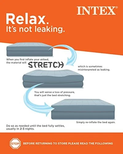 Intex 64157E Dura-Beam Plus Mid-Rise Air Mattress: Fiber-Tech – Twin Size – Buil - Image 3 of 4