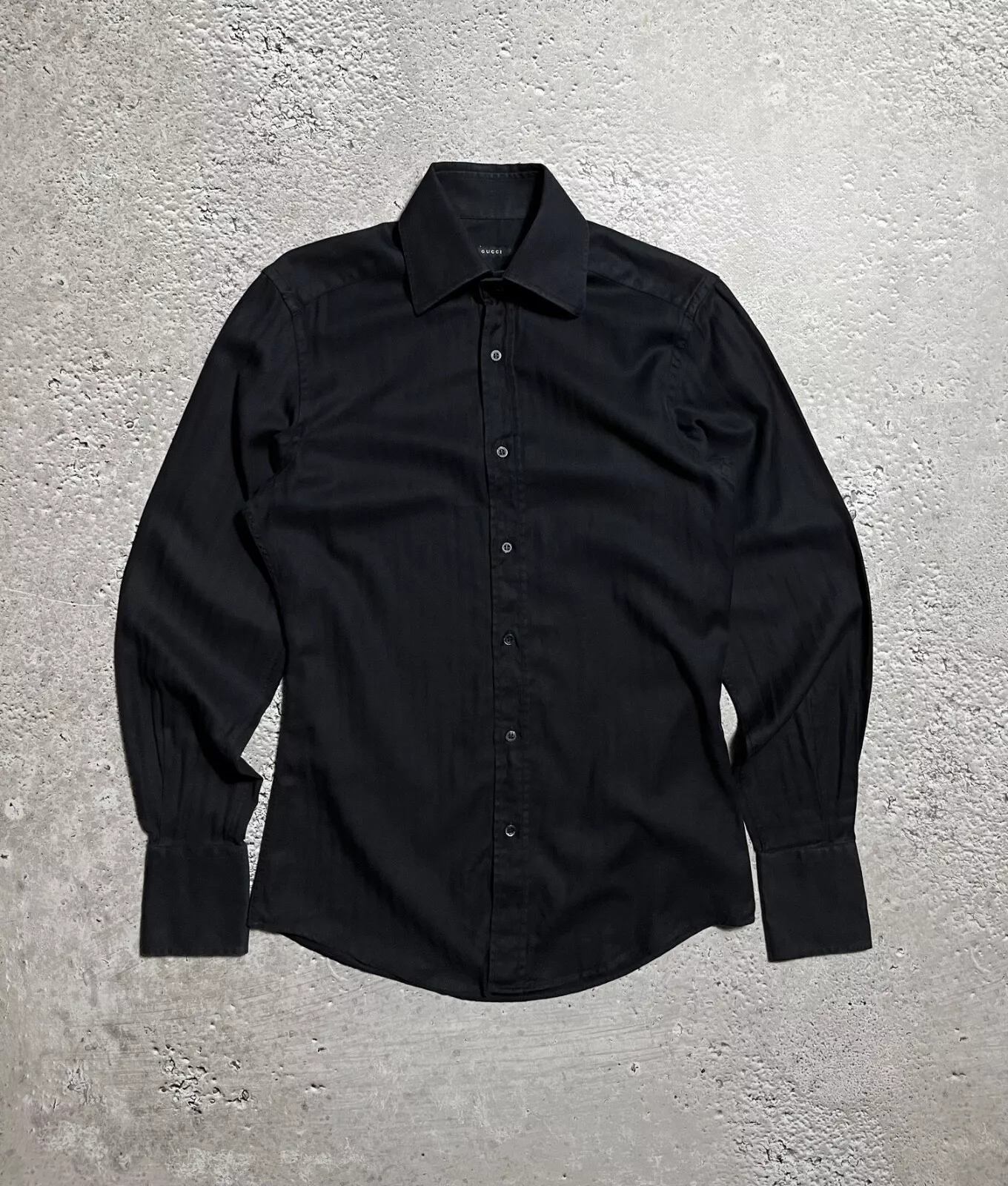 Chemise habillée Gucci noire 100% coton coupe slim 15/39 motif rayures subtiles