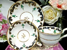  Antique 1830's Ridgway tea cup and saucer trio Cobalt blue & gold gilt teacup